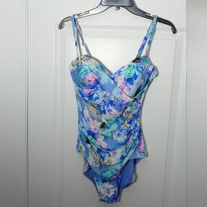 Calvin Klein Blue Floral One Piece Swimsuit
